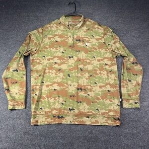 Swing Juice Mens Camo Military Print 1/4 Zip Golf Performance Pullover Bamboo L